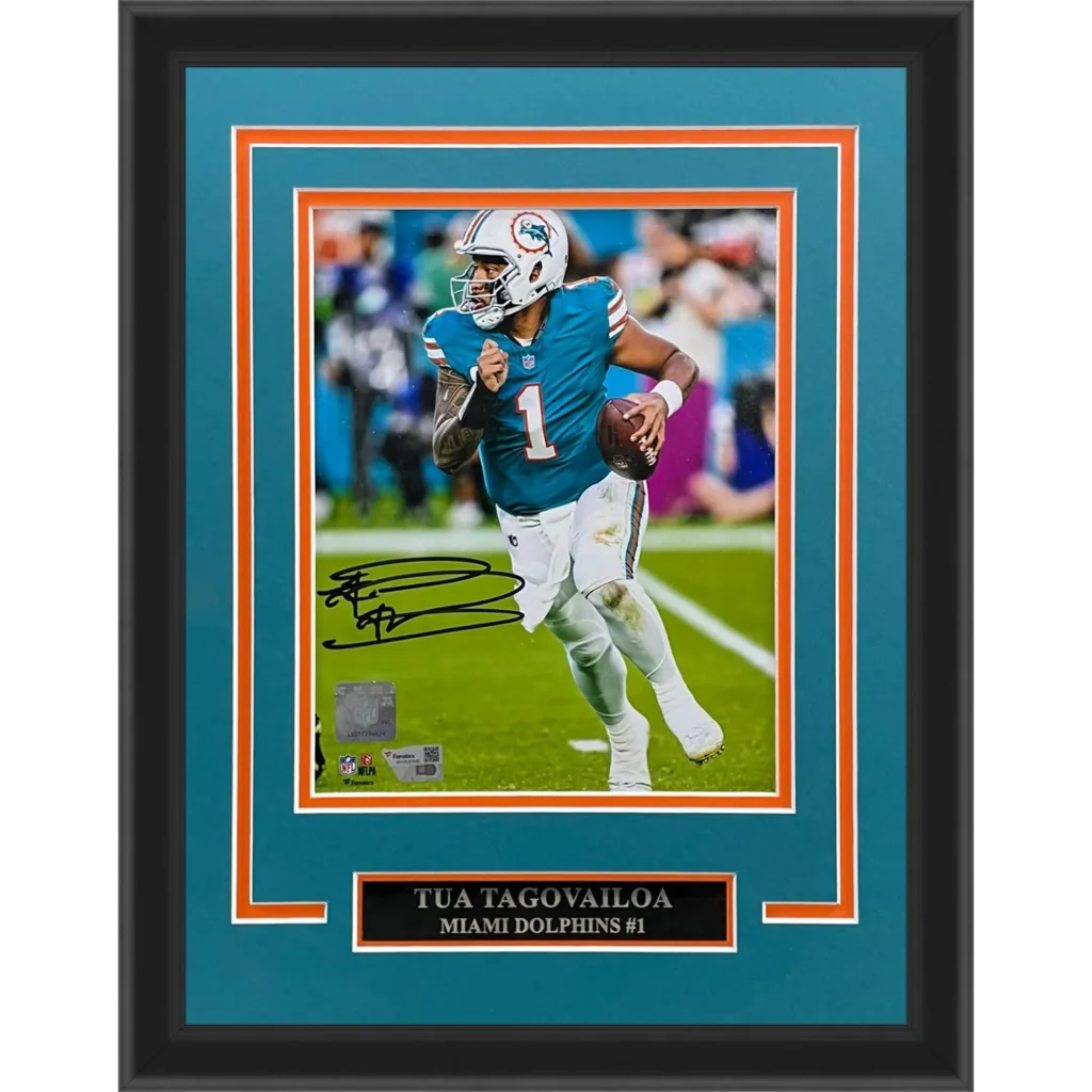Tua Tagovailoa autographed Miami Dolphins action photo in framed display