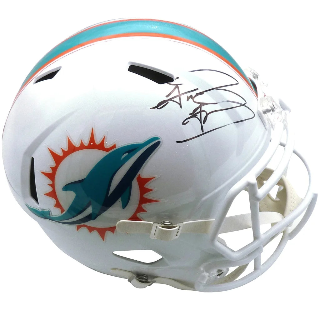 Tua Tagovailoa autographed Miami Dolphins replica helmet in teal orange