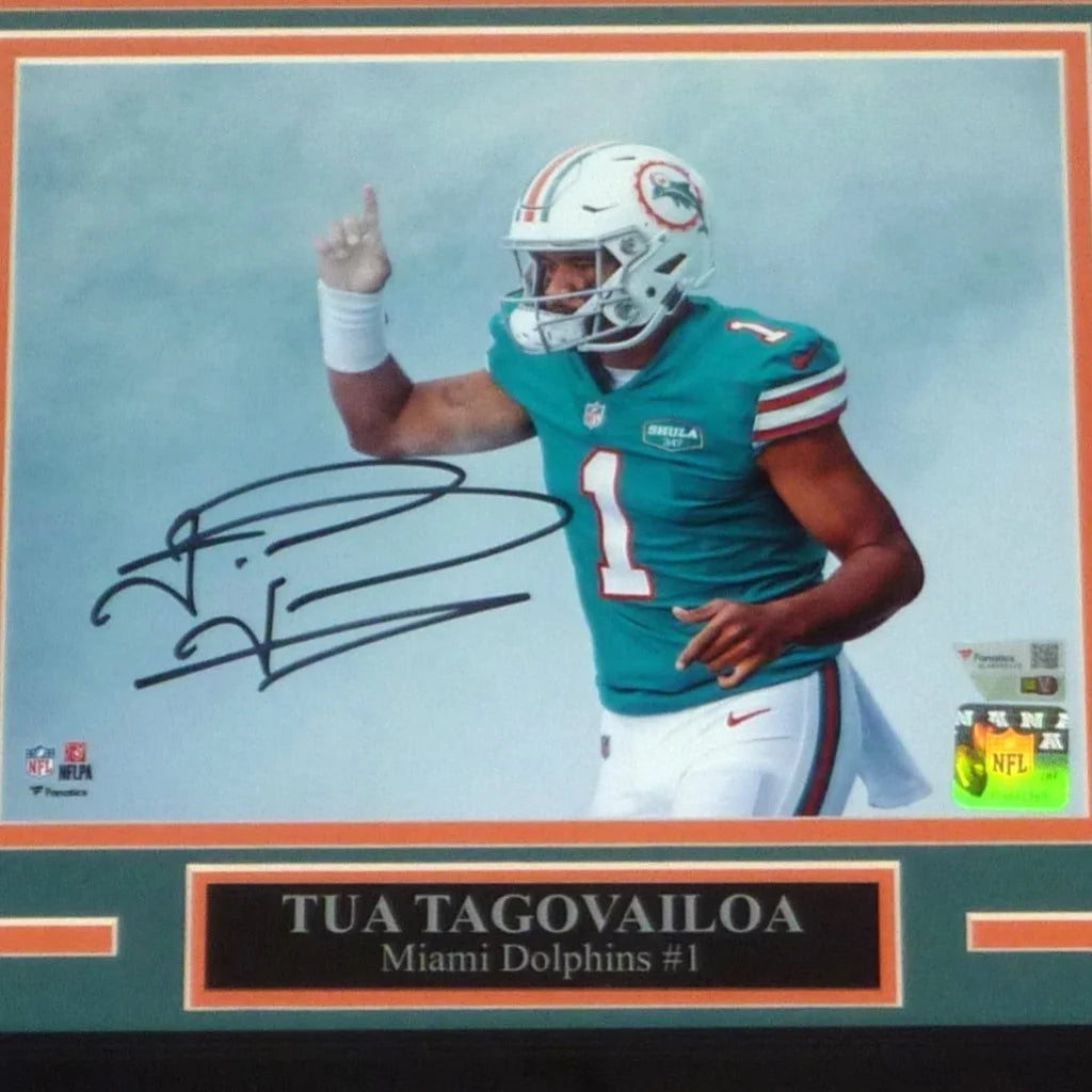 Tua Tagovailoa autographed deluxe framed 8x10 Miami Dolphins photo