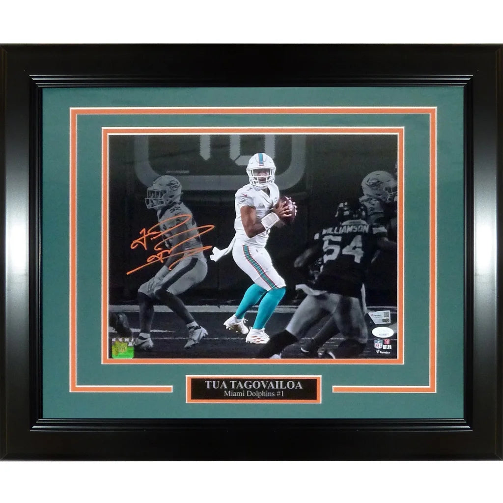 Tua Tagovailoa autographed Miami Dolphins framed action photo
