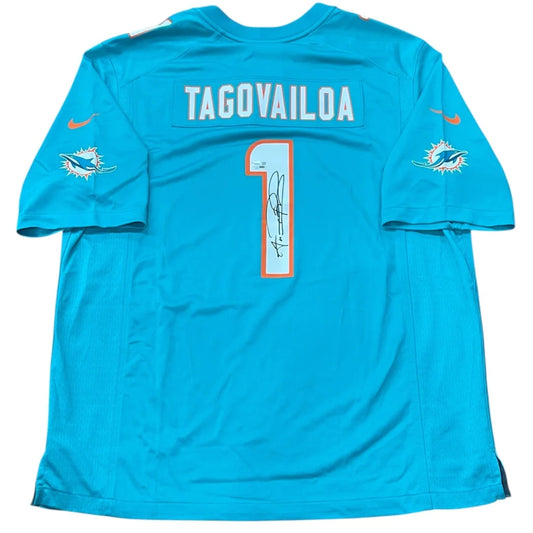 Tua Tagovailoa autographed Miami Dolphins teal Nike jersey #1