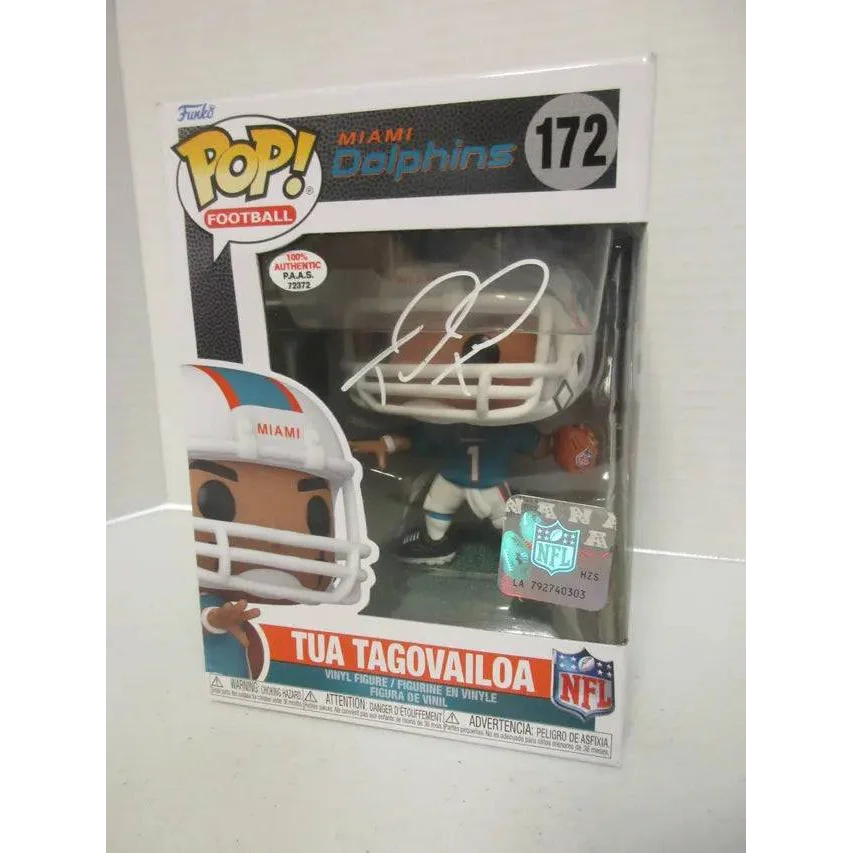 Tua Tagovailoa Miami Dolphins signed Funko Pop figure with COA, collectible toy
