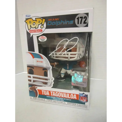 Tua Tagovailoa Miami Dolphins signed Funko Pop figure with COA, collectible toy