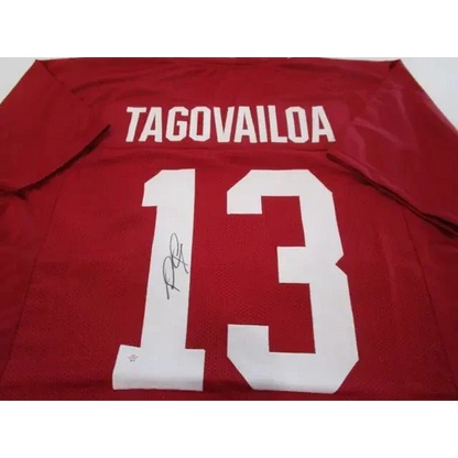 Red Tua Tagovailoa football jersey with autograph and PAAS COA for fans