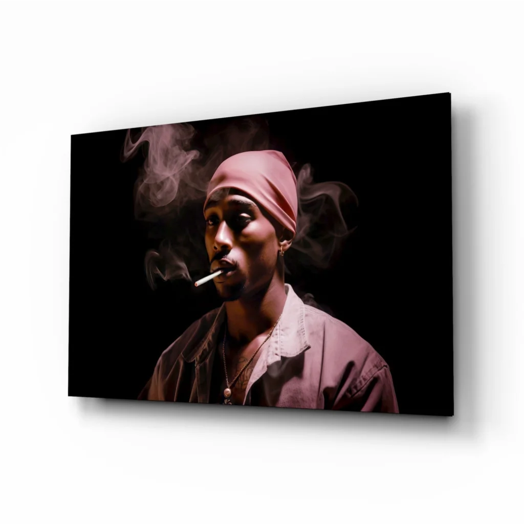 2Pac pink headwrap portrait canvas wall art print