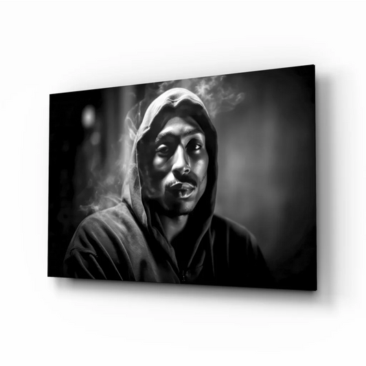Tupac Shakur smoking portrait glass wall art canvas print
