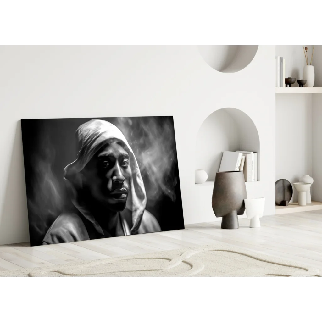 Tupac Smoke Portrait Glass Wall Art Canvas Print | Modern Wall Art Decor | vintageantiquesgifts.com