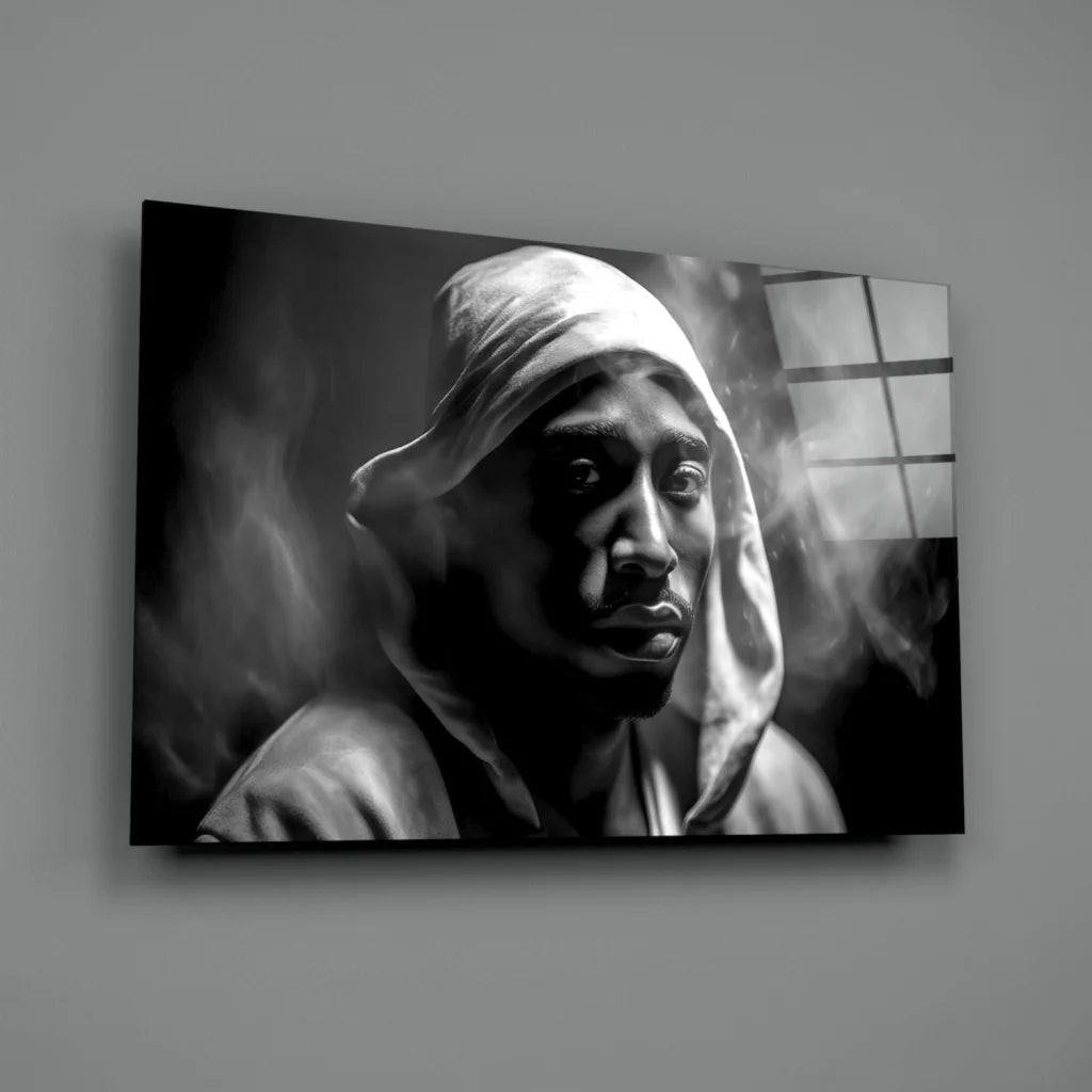Tupac Smoke Portrait Glass Wall Art Canvas Print | Glass Wall Art Print | vintageantiquesgifts.com