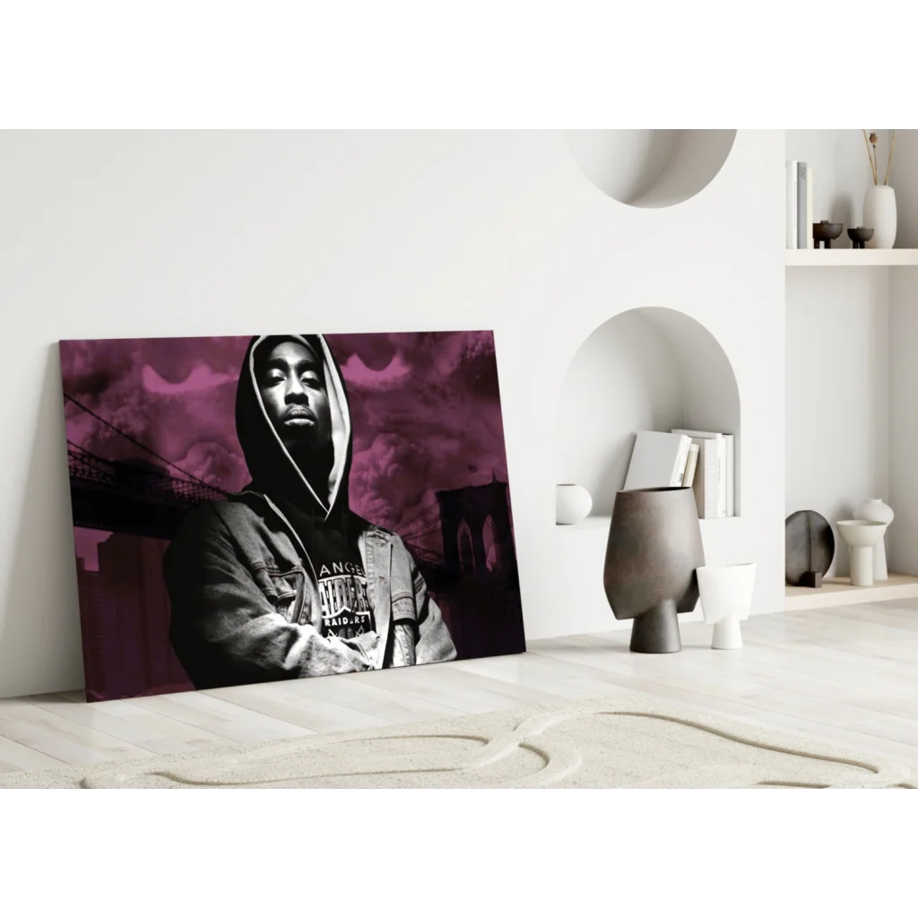 2Pac purple cityscape canvas wall art portrait print