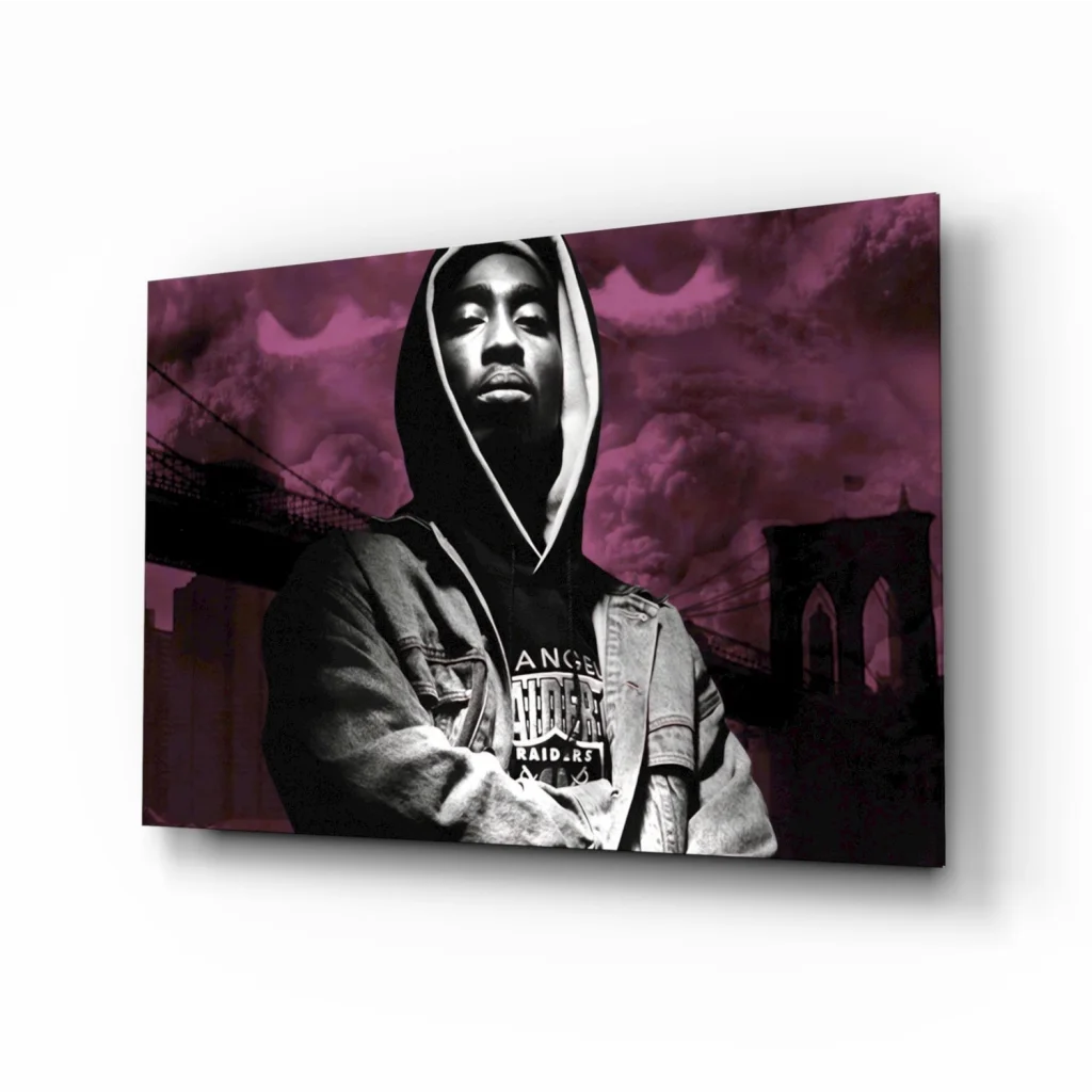 2Pac purple cityscape canvas wall art portrait print
