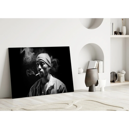 Black and white Tupac Shakur smoke wall art print