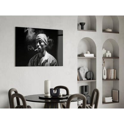 Black and white Tupac Shakur smoke wall art print