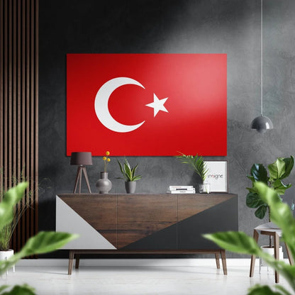 Turkish Flag Brushed Aluminium Dibond Wall Art Revolution | Insigneart USA | vintageantiquesgifts.com