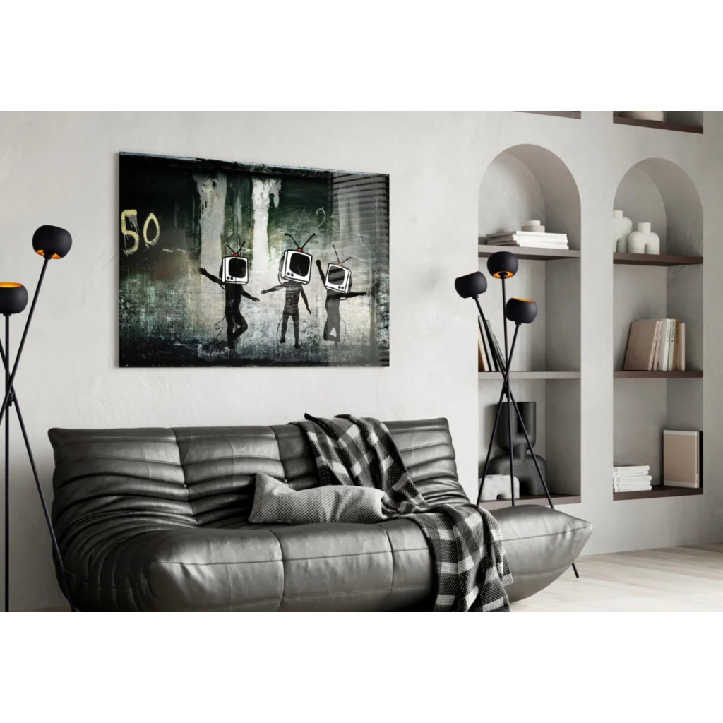 TV Head Grunge Canvas Wall Art for Modern Spaces | Contemporary Home Wall Art | vintageantiquesgifts.com
