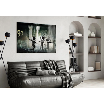 TV Head Grunge Canvas Wall Art for Modern Spaces | Contemporary Home Wall Art | vintageantiquesgifts.com