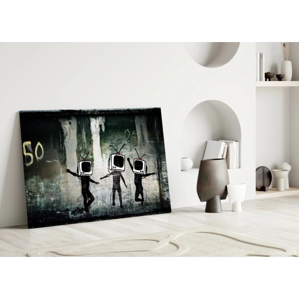 TV Head Grunge Canvas Wall Art for Modern Spaces | Modern Wall Art Decor | vintageantiquesgifts.com