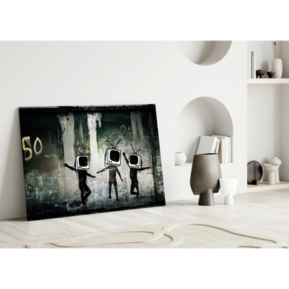 TV Head Grunge Canvas Wall Art for Modern Spaces | Modern Wall Art Decor | vintageantiquesgifts.com