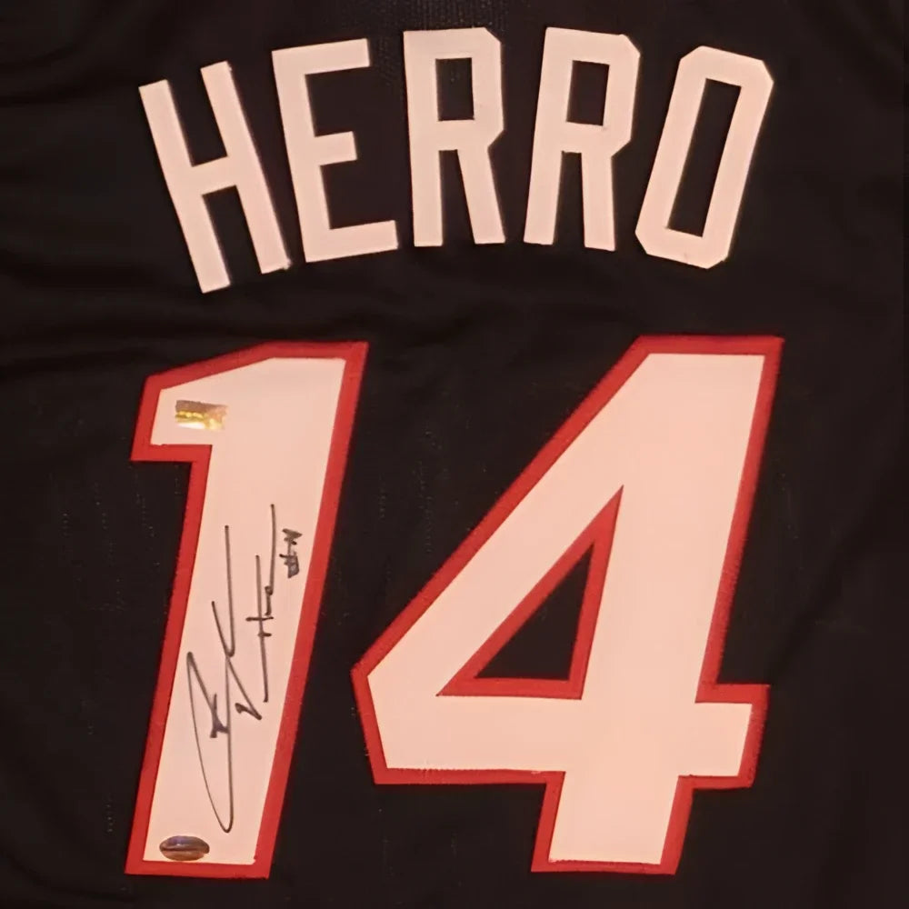 Tyler Herro autographed Miami black #14 custom jersey back