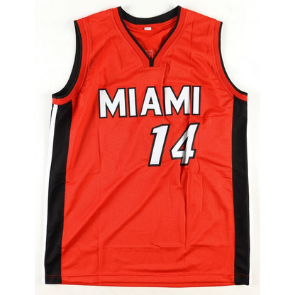 Red and black Tyler Herro Miami Heat jersey with MIAMI 14 printed on front