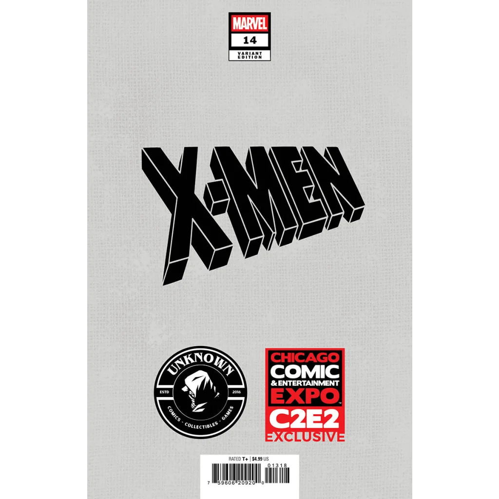 Comic book with gray cover and X-MEN in black 3D letters, Tyler Kirkham C2E2 variant