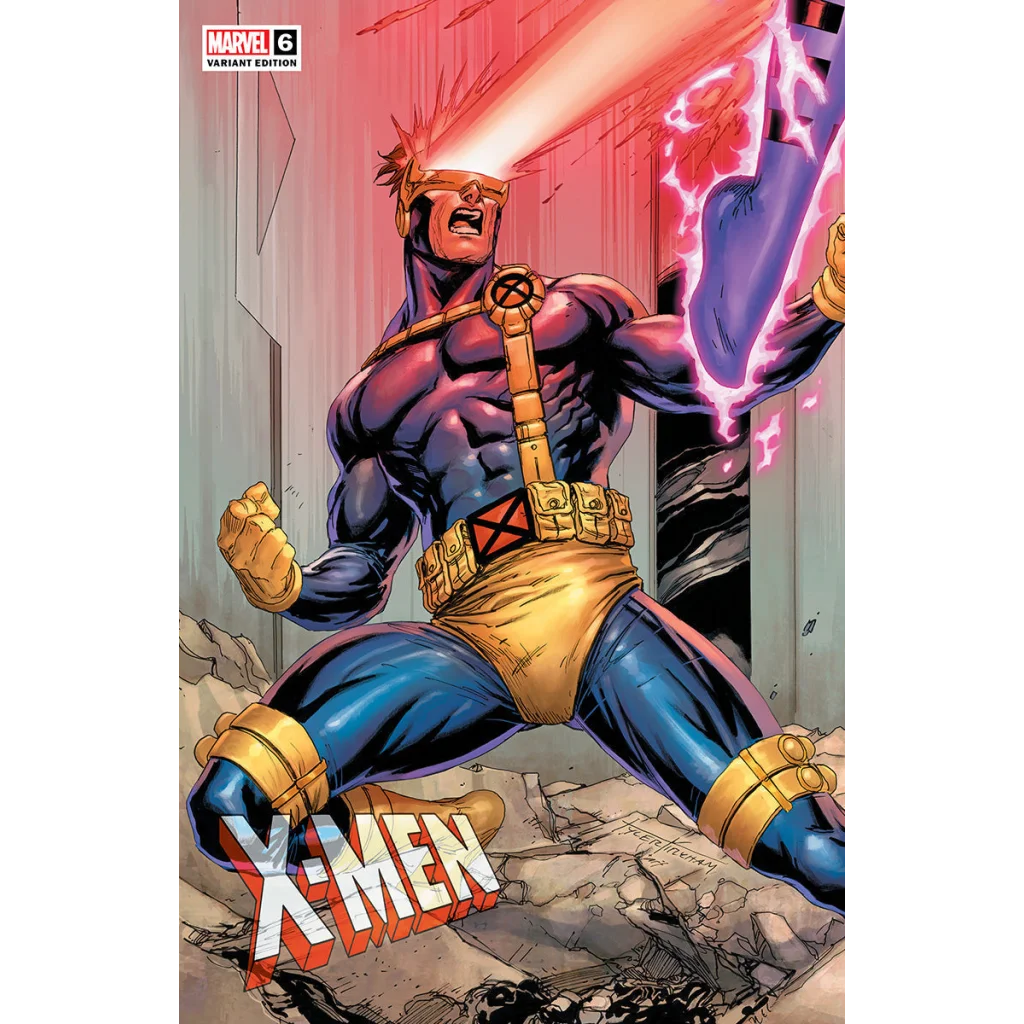 Tyler Kirkham Connecting Cover X-Men Cyclops signed comic with Cyclops unleashing optic blast