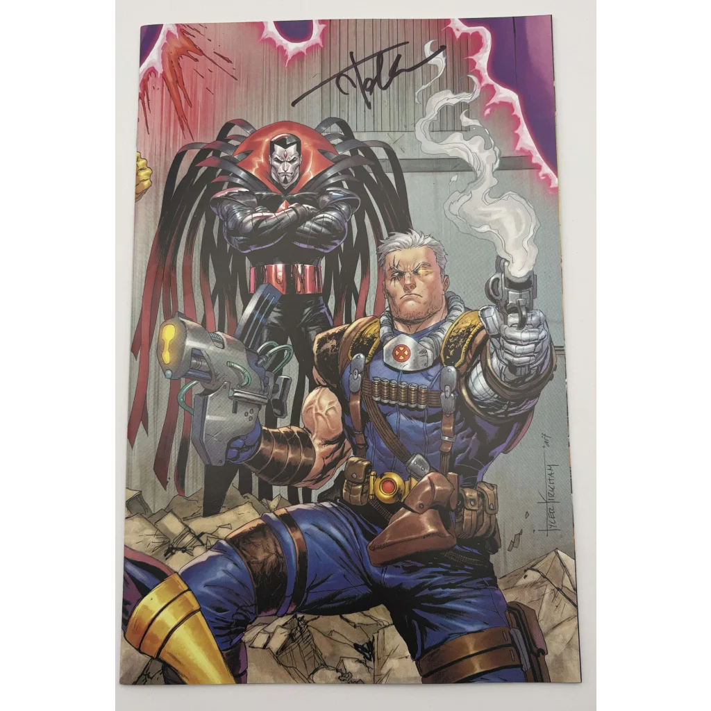 Comic book featuring Cable and Mister Sinister with signature by Tyler Kirkham from Unknown Comics Tyler