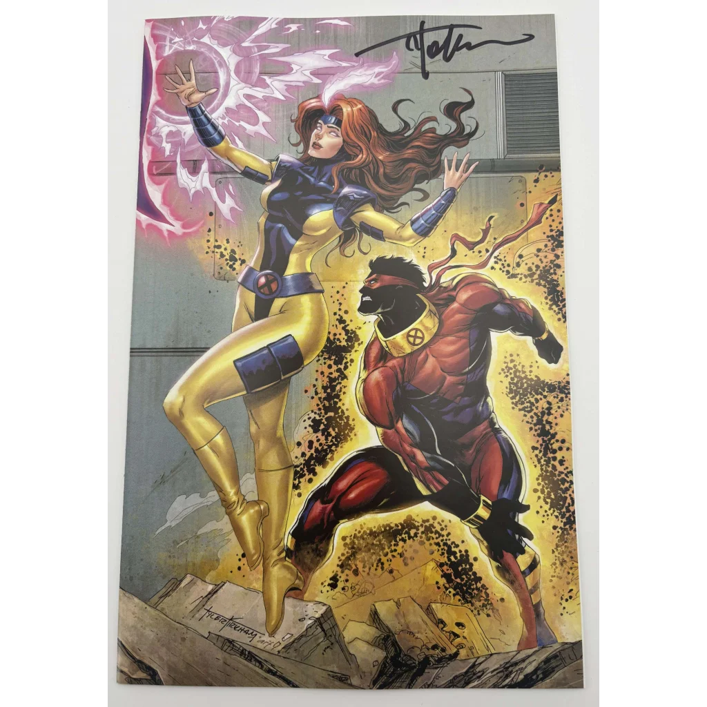 Comic book art print of Jean Grey and Vulcan from Tyler Kirkham’s X-Men #9 cover