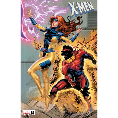 Tyler Kirkham signed X-Men #9 comic cover with Jean Grey and Vulcan variant art