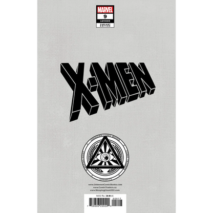 Monochromatic comic book cover with bold block lettering Tyler Kirkham Signed X-Men #9