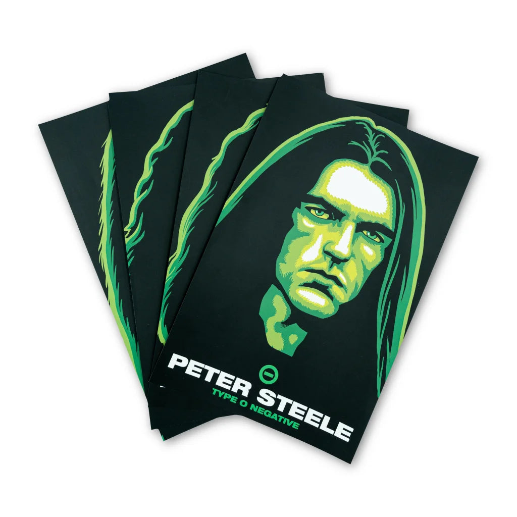 Green and black illustrated poster of peter steele for type o negative bloody kisses 30 deluxe bundle product