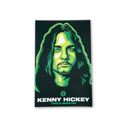Green and black stylized portrait sticker of kenny hickey from type o negative bloody kisses deluxe bundle product