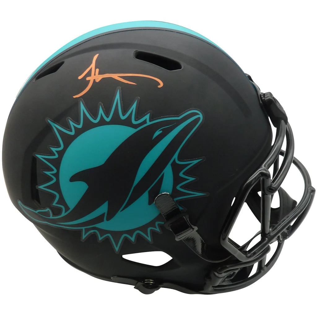 Tyreek Hill autographed Miami Dolphins black helmet with teal accents