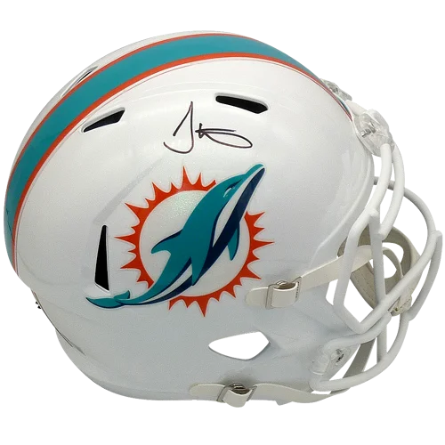 Tyreek Hill autographed Miami Dolphins replica helmet in white with teal accents