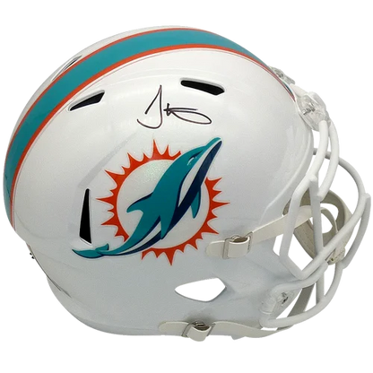 Tyreek Hill autographed Miami Dolphins replica helmet in white with teal accents