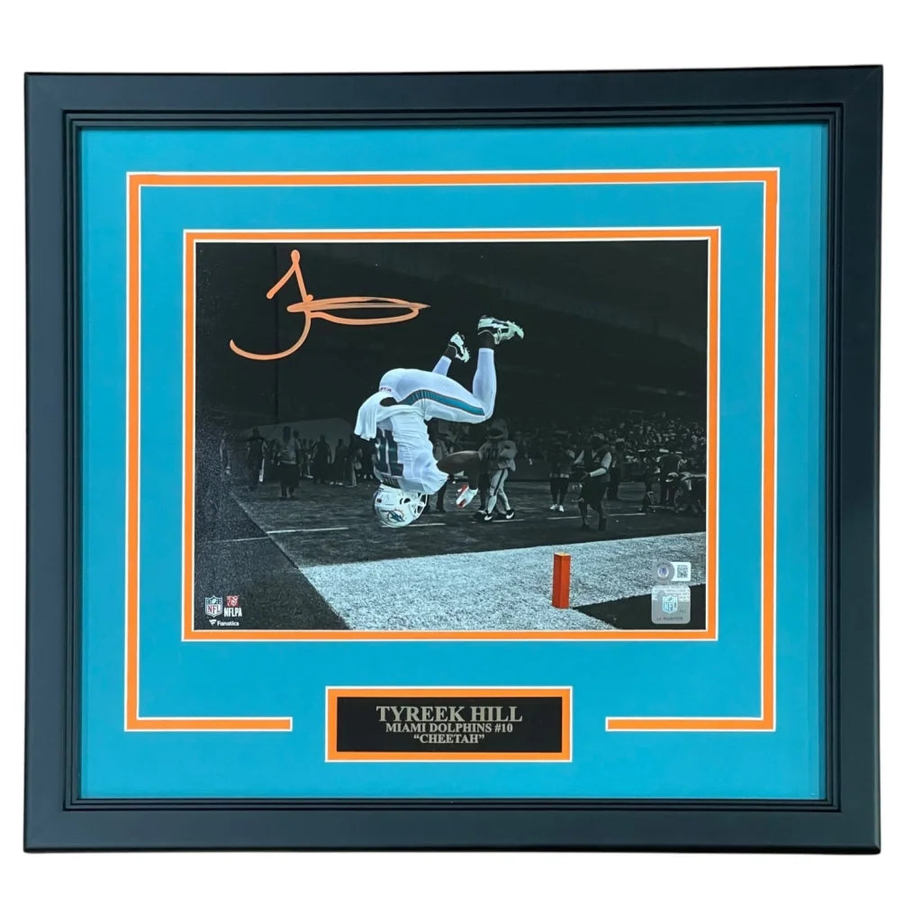 Tyreek Hill autographed Miami Dolphins spotlight backflip deluxe 11x14 photo