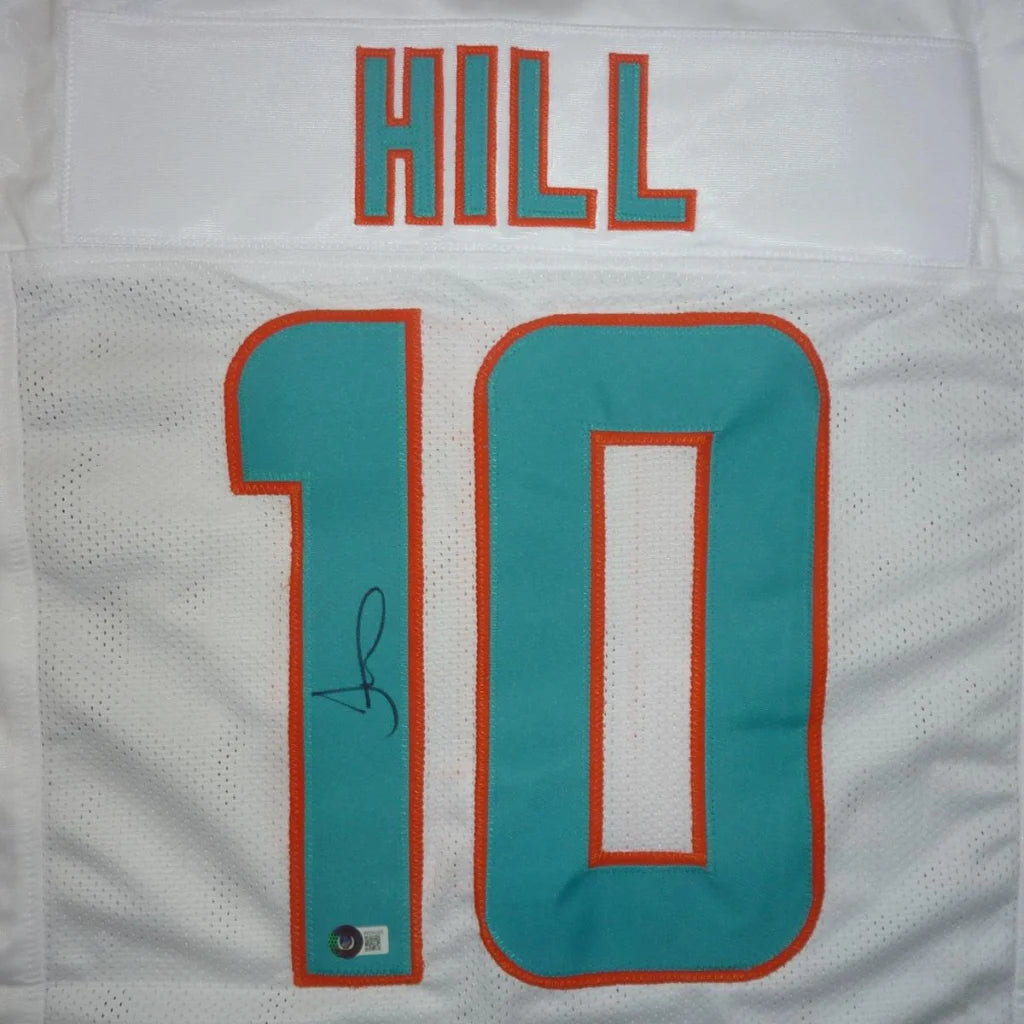 Tyreek Hill autographed Miami Dolphins jersey number 10 in white and teal