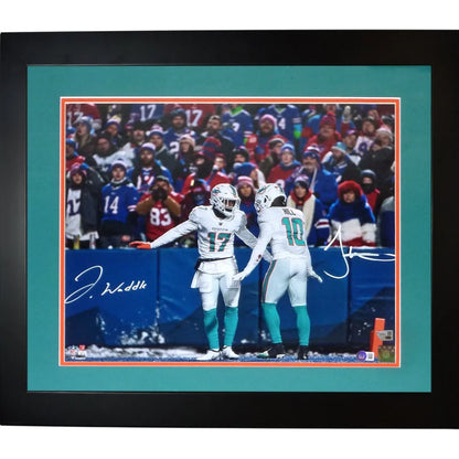 Autographed Tyreek Hill and Jaylen Waddle Miami Dolphins deluxe framed 16x20 photo