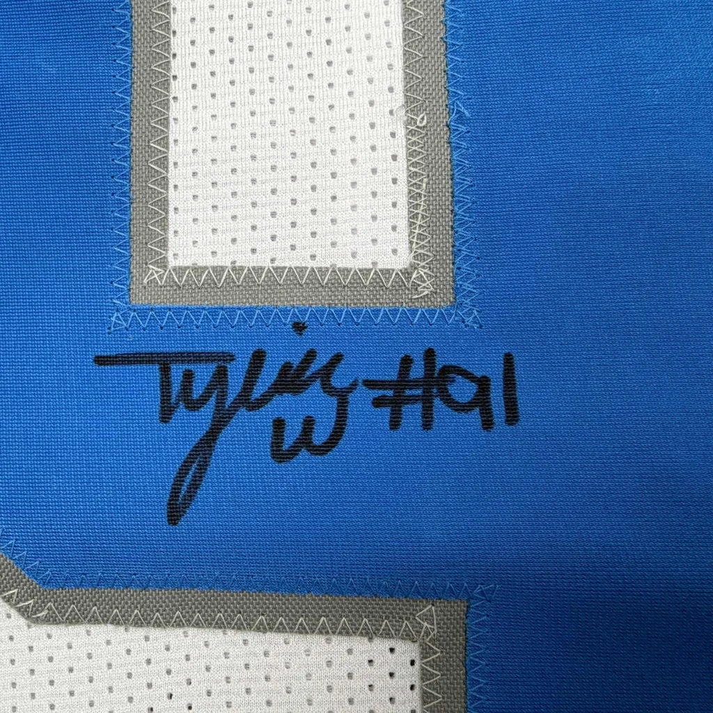 Tyrod Williams signed custom jersey in Detroit Lions blue with white mesh
