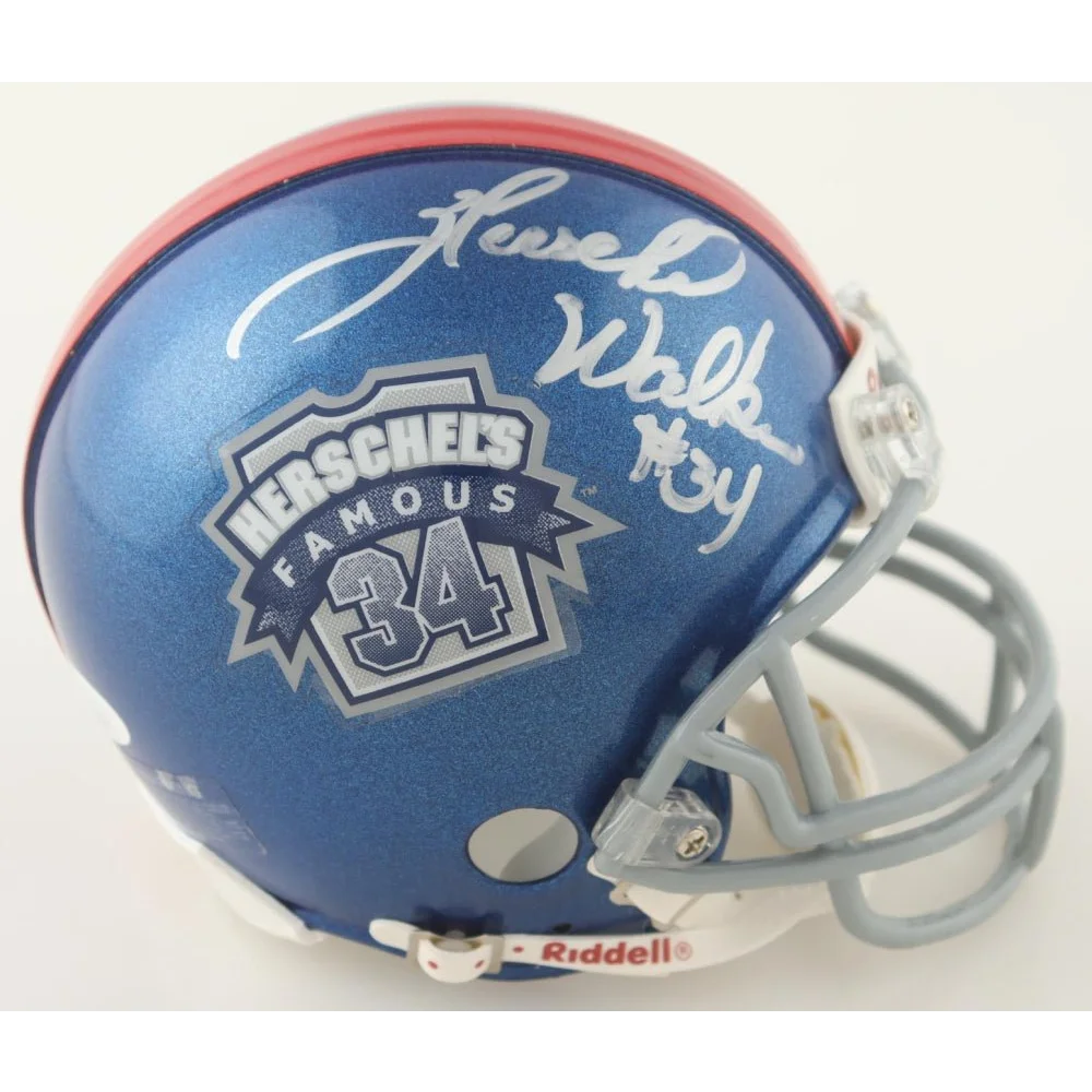 Blue and red Tyson Herschels Famous mini helmet with signature and JSA auth