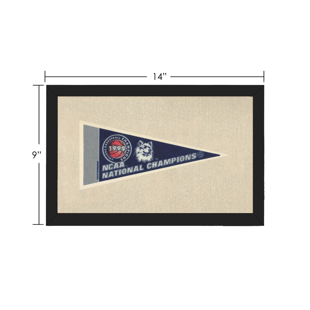 Framed UConn Huskies NCAA National Champions vintage pennant in black