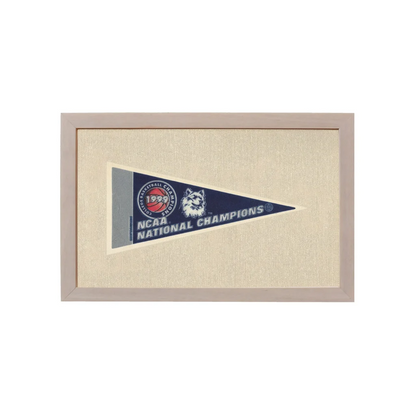 UConn Huskies navy blue NCAA champions vintage pennant with wolf mascot