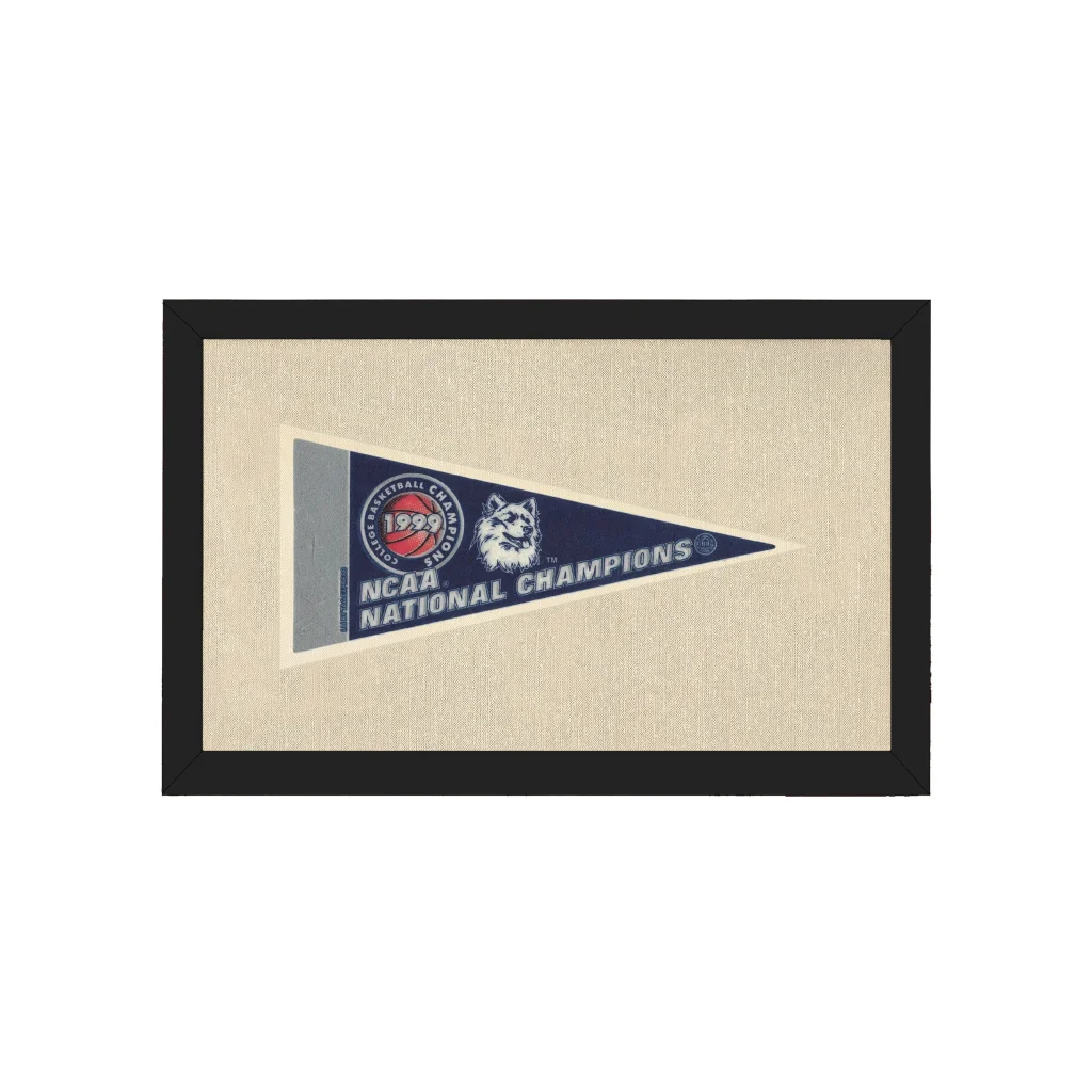 UConn Huskies NCAA champions navy blue wolf pennant vintage style