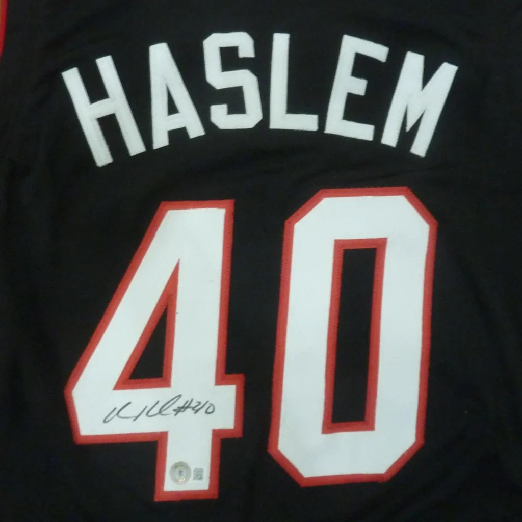 Udonis Haslem autographed black Miami Heat jersey with Haslem 40