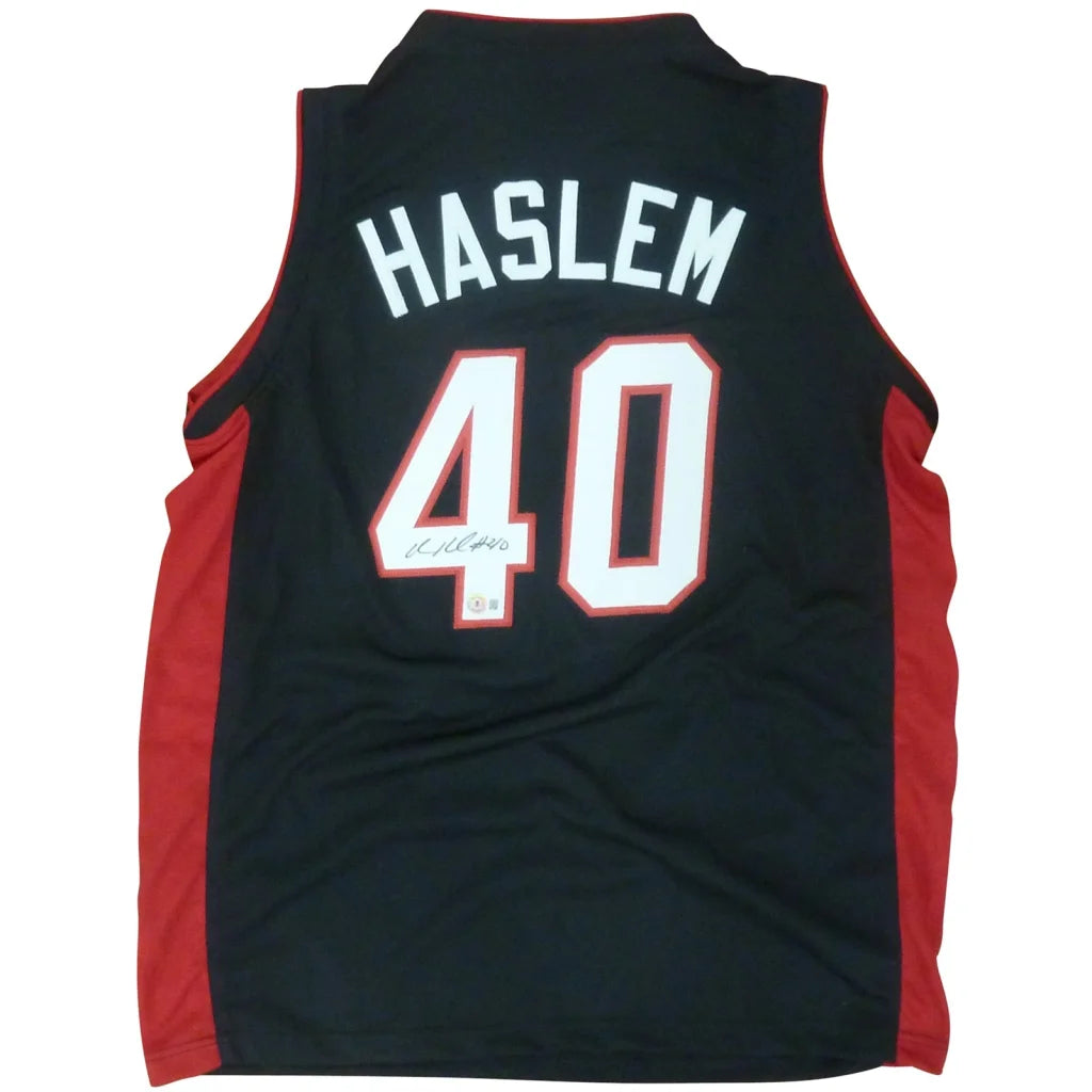 Udonis Haslem autographed black and red custom jersey with number 40