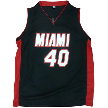 Udonis Haslem autographed black and red Miami Heat custom jersey with white 40 lettering