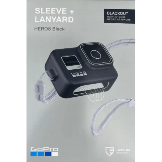 Black silicone protective sleeve with lanyard for GoPro HERO8 Black camera