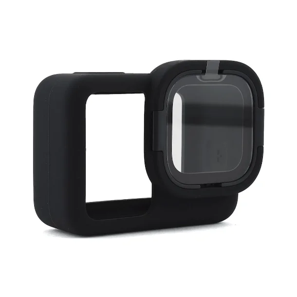 Black protective frame for GoPro HERO8 Black with lens cover in the Hero8 Black Rollcage kit