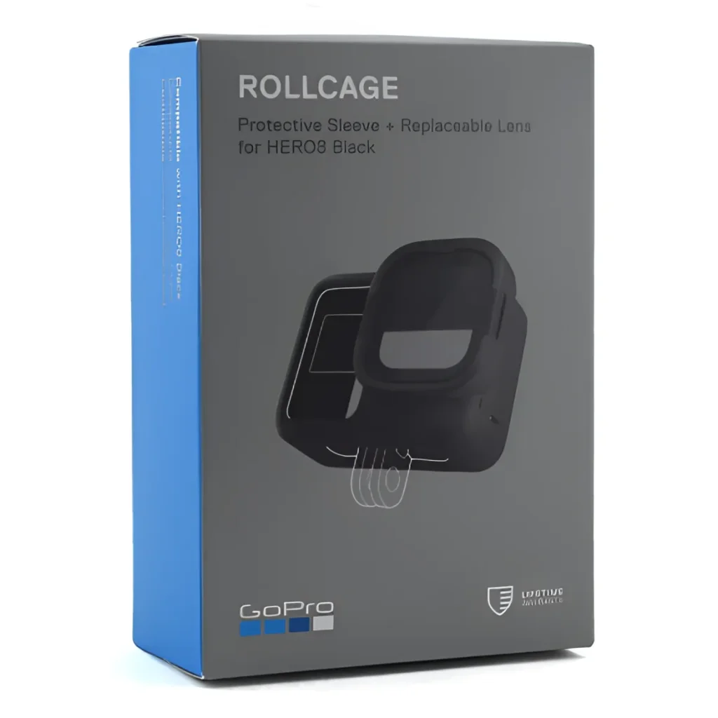 Retail box for Ultimate GoPro HERO8 Black Rollcage Protection Kit with sleeve and lens