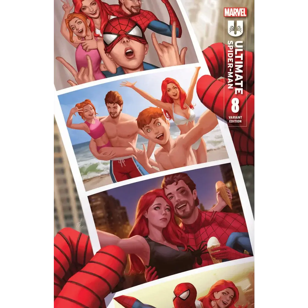 Red and blue Spider-Man comic book cover, Marvel Ultimate Spider-Man #8 exclusive variant