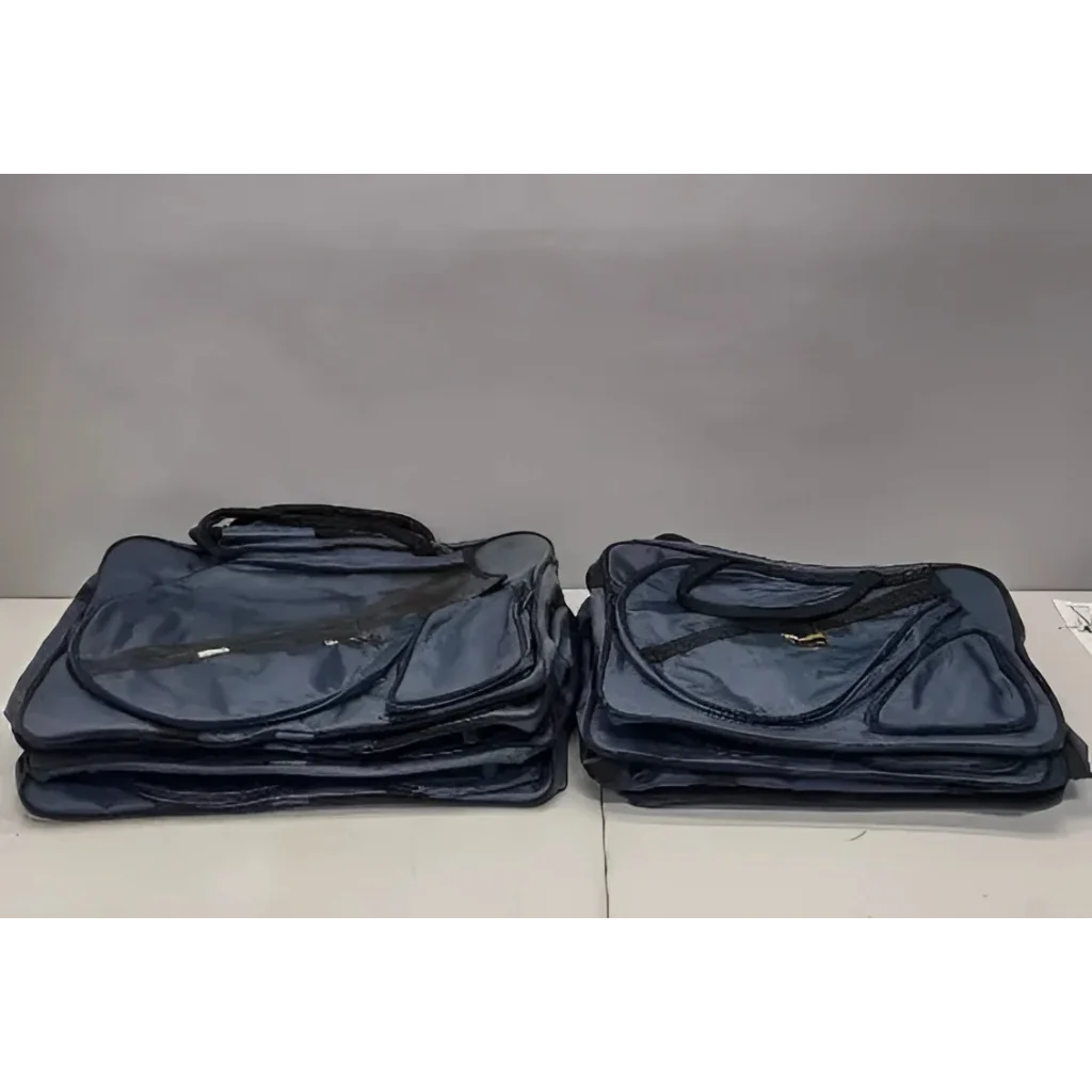 Two stacks of blue borame tennis racket duffle bags for athletes on the go